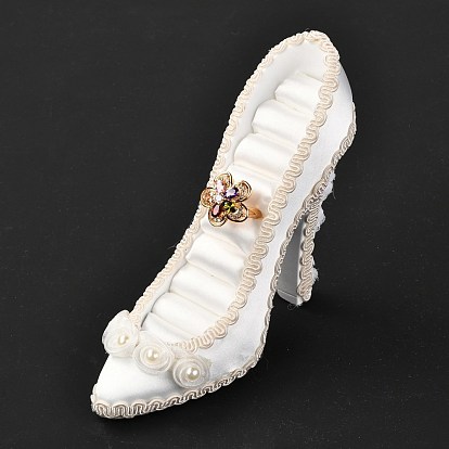 Soporte de exhibición de joyería de zapatos de tacón alto de franela y resina, exhibición del soporte del tenedor de la joyería del anillo del collar del pendiente