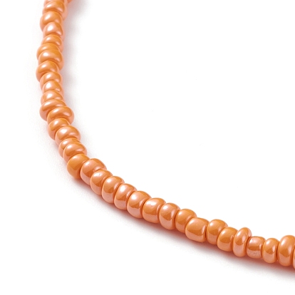 Colliers de perles de rocaille en verre rond, avec perles à sertir en laiton et fermoirs à pince de homard en acier inoxydable 304, or