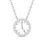 SHEGRACE 925 Sterling Silver Pendant Necklaces, with Grade AAA Cubic Zirconia, with 925 Stamp, Clock