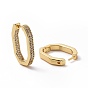 Clear Cubic Zirconia Oval Hoop Earrings, Brass Jewelry for Women