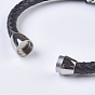 Men's Braided Leather Cord Bracelets, with 304 Stainless Steel Findings and Magnetic Clasps, Tube