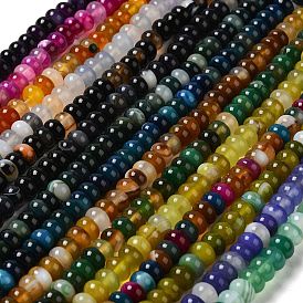 Natural Agate Beads Strands, Dyed & Heated, Rondelle