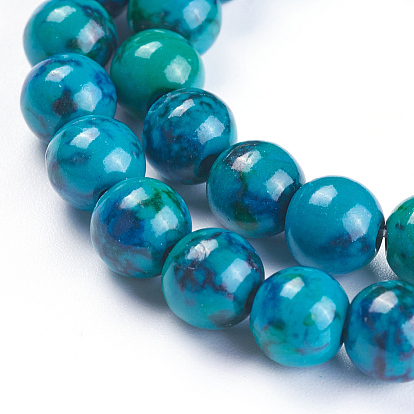 Natural Chrysocolla Beads Strands, Dyed, Round