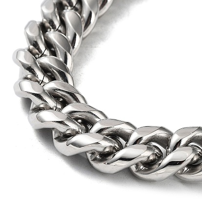 304 Stainless Steel Cuban Link Chains Bracelets for Men & Women, with Skull Clasps