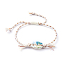 Adjustable Braided Bead Bracelets, with Printed Cowrie Shell Beads and Cotton Cord, Marine Organism Pattern