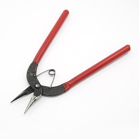 Jewelry Pliers, Iron Concave/Half Round Nose Pliers, with Plastic Handle, 150x150x10mm