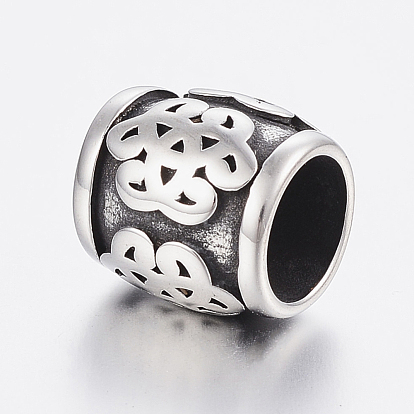 304 Stainless Steel Beads, Large Hole Beads, Barrel