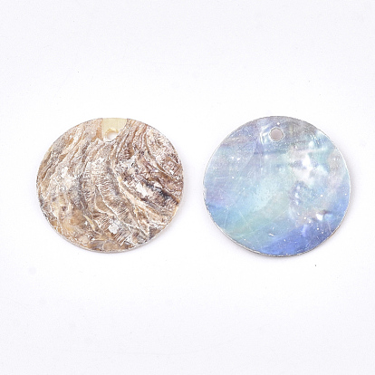 Pendentifs shell akoya naturel, pendentifs en nacre, plat rond