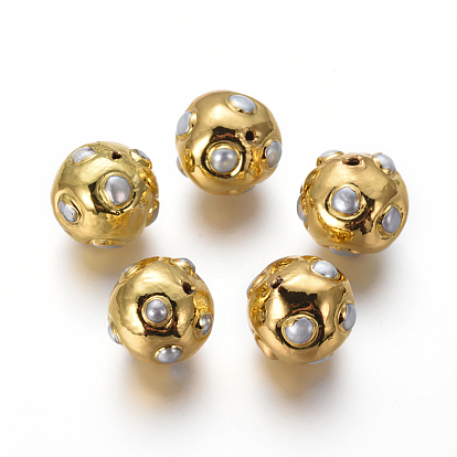 Perlas naturales perlas de agua dulce cultivadas, con fornituras de latón, rondo