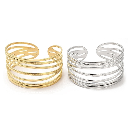 304 Stainless Steel Multi Line Cuff Bangles for Women