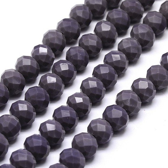 Perles de verre rondelle opale de couleur unie cristal de cristal, facette, 10x7mm, Trou: 1mm, Environ 70 pcs/chapelet, 20 pouce
