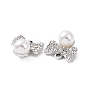 Alloy Rhinestone Pendants, with ABS Plastic Imitation Pearl Beads, Bowknot Charm