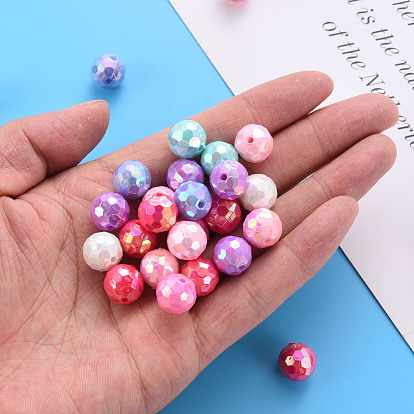 Perles acryliques opaques, facette, teint, couleur ab , ronde
