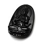 Bijoux bouddhistes obsidienne naturelle grand camée pendentifs bouddha, 62x40x12mm, Trou: 1mm