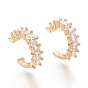 Brass Micro Pave Clear Cubic Zirconia Cuff Earrings, Ring