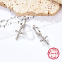 925 Sterling Silver Hoop Earrings, Religion Cross Dangle Earring for Women