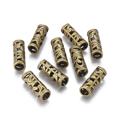 Abalorios de tubo hueco de estilo tibetano, sin plomo y cadmio, sobre 23 mm de largo, 8 mm de ancho, agujero: 5 mm