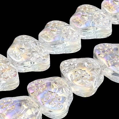 Transparentes perles de verre de galvanoplastie brins, arc-en-ciel plaqué, tête crâne