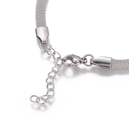 Ion Plating(IP) Stainless Steel Network Chains/Mesh Bracelets Bracelets, with Lobster Claw Clasps