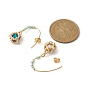 3 Pair 3 Color Rhinestone & Glass Beaded Flower Dangle Earrings, 304 Stainless Steel Earrings for Women