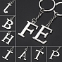 Platinum Plated Alloy Pendant Keychains, with Key Ring, Letter