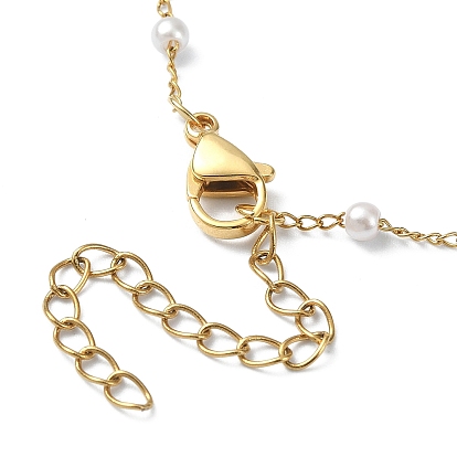Pulsera de cadena con cuentas de perlas de vidrio, revestimiento de iones (ip) 316 joyería quirúrgica de acero inoxidable