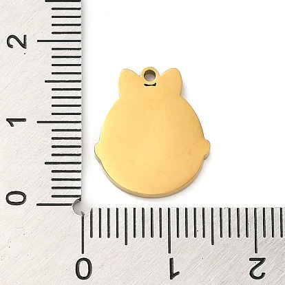Placage ionique (ip) 304 pendentifs en émail en acier inoxydable, charme de chat