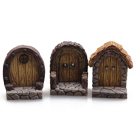 Miniature Resin Imitation Wood Doors, for Micro Landscape, Dollhouse Decor
