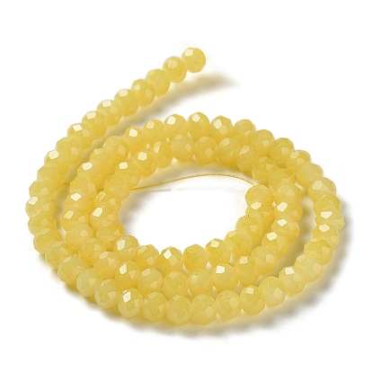 Baking Painted Imitation Jade Glass Bead Strands, Faceted Rondelle