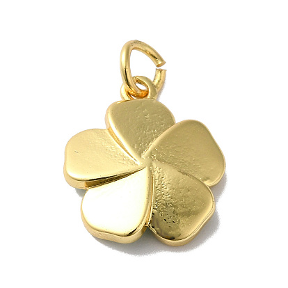 Rack Plating Brass Enamel Charms, Lead Free & Cadmium Free, with Jump RIng, Real 18K Gold Plated, Long-Lasting Plated, Flower Charm