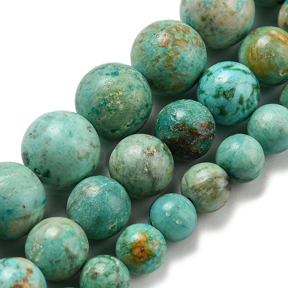 Brins de perles de turquoise péruvienne naturelle (jaspe), Grade a, ronde