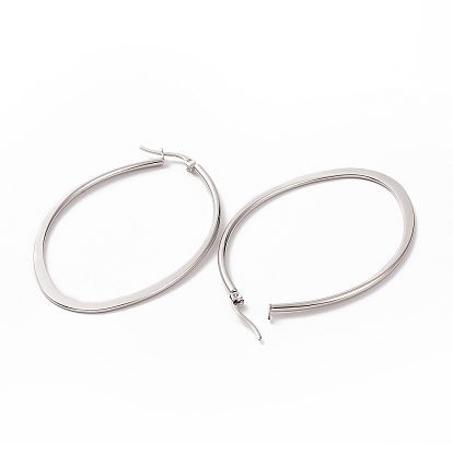 304 Stainless Steel Hoop Earring, Hypoallergenic Earrings, Oval