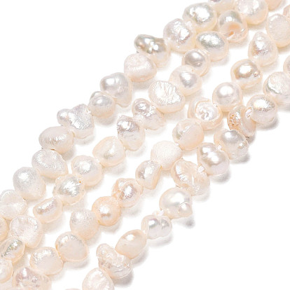 Brins de perles de culture d'eau douce naturelles, Les idées de cadeau du jour de mère merveilleuse, ovale, deux faces polies