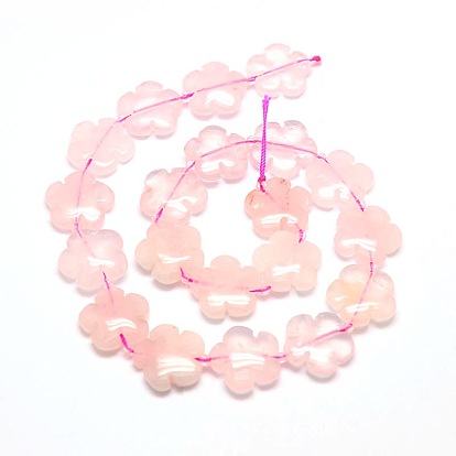 Natural Rose Quartz Flower Beads Strands