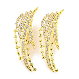 Rack Plating Brass Pave Clear Cubic Zirconia Twister Clasps, Long-Lasting Plated, Cadmium Free & Lead Free