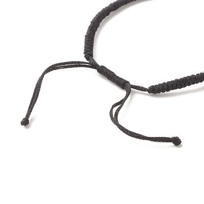 Регулируемый плетеный браслет из полиэфирного шнура, с 304 кольцами из нержавеющей стали, круглых бусин латунные