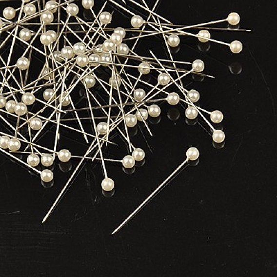 Ball Head Pins, Corsage Pins/Dress-making Pins, Iron Needles, 37mm, Pin: 1mm, Ball: 4mm, about 600pcs/boxes