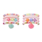 4Pcs 4 Style Acrylic Star Beaded Stretch Bracelets Set with Shell Shape Charms for Kids