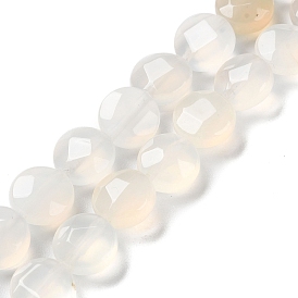 Naturelles agate perles blanches de brins, facette, plat rond