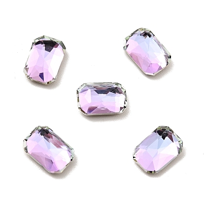 K 9 cabujones de diamantes de imitación de cristal, espalda y espalda planas, facetados, octógono rectángulo