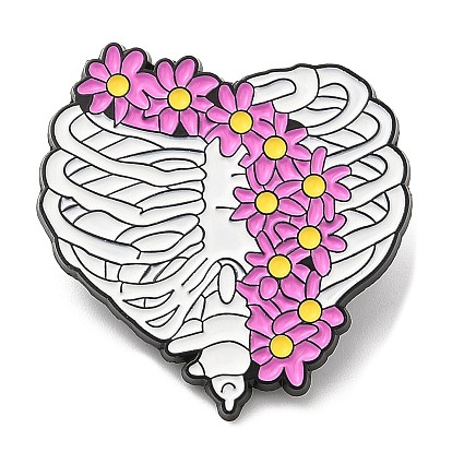 Heart/Thorax Anatomy Enamel Pin, Electrophoresis Black Zinc Alloy Brooch for Backpack Clothes