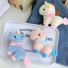 Cute Unicorn Plush Cotton Doll Pendant Keychain, Pendant Decorations with Alloy Findings