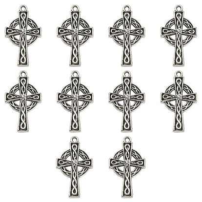 10Pendentifs en alliage de style tibétain irlandais, croix