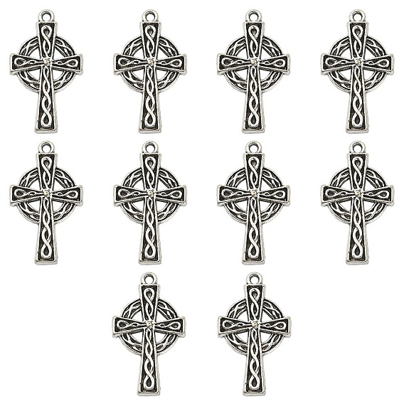 10Pendentifs en alliage de style tibétain irlandais, croix