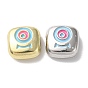 Eco-Friendly Alloy Enamel Beads, Square with Eye