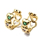 Colorful Cubic Zirconia Hollow Heart Hoop Earring, Rack Plating Brass Jewelry, Cadmium Free & Lead Free