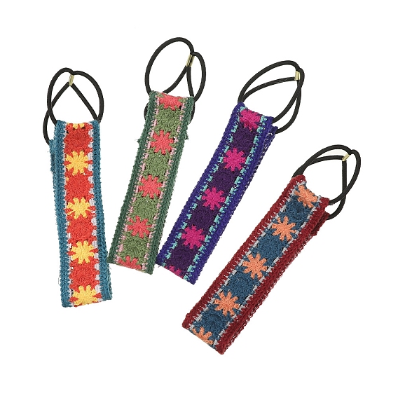 Тюрбан с цветочным узором, эластичный шарф для волос, связанный крючком, солнцезащитная повязка для волос, связанная крючком