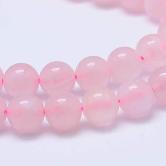 Natural Madagascar Rose Quartz Beads Strads, Grade A, Round