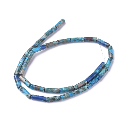 Brins de perles synthétiques turquoise et jaspe impérial assemblés, teint, colonne