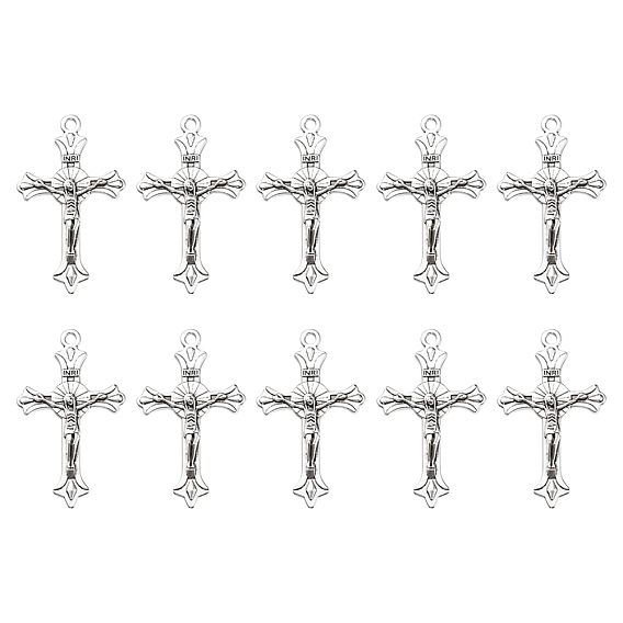 10 pcs pendentifs en alliage de zinc de style tibétain, crucifix croix, religion